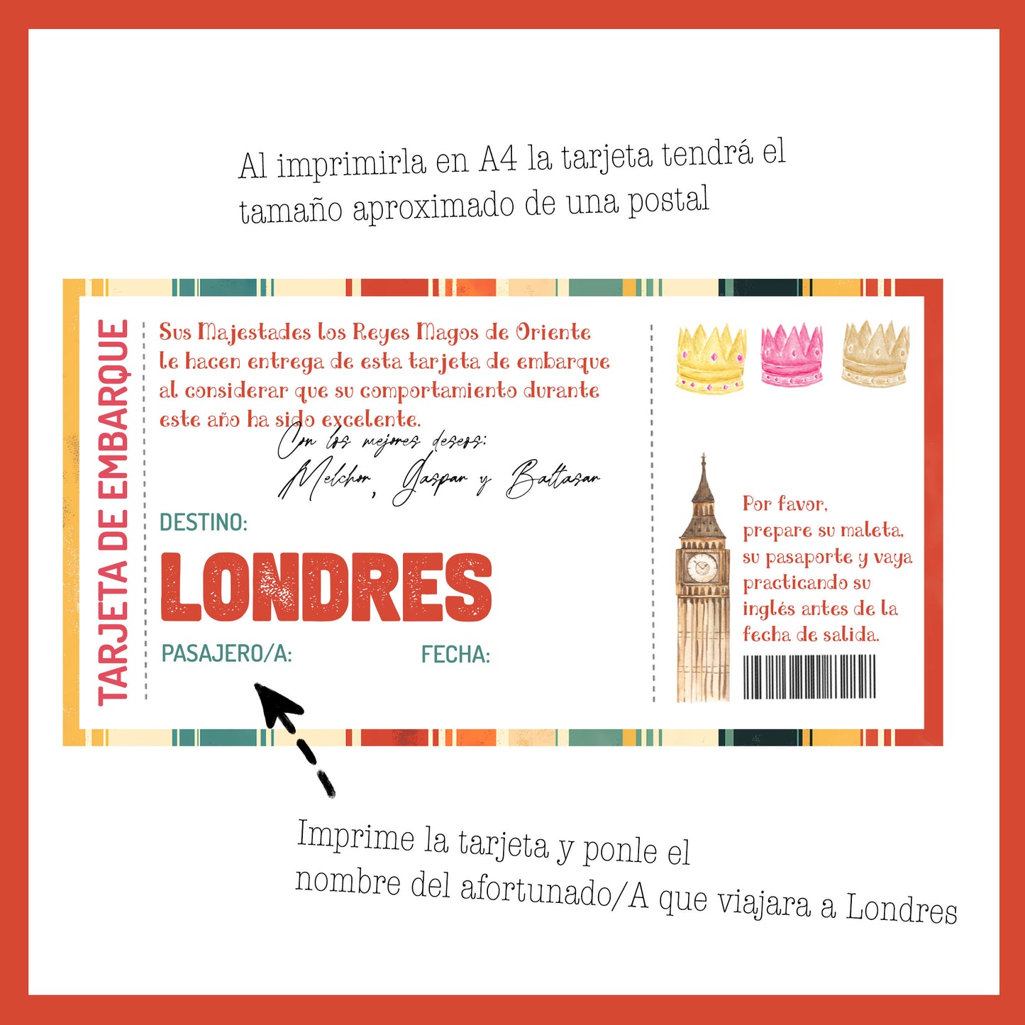 Tarjeta Viaje Sorpresa Reyes Magos "Viaje a Londres"